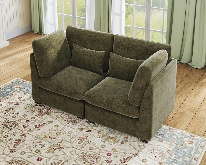77" Oversized Chenille Couch Modular Sectional Sofa, Washable Cloud Couch