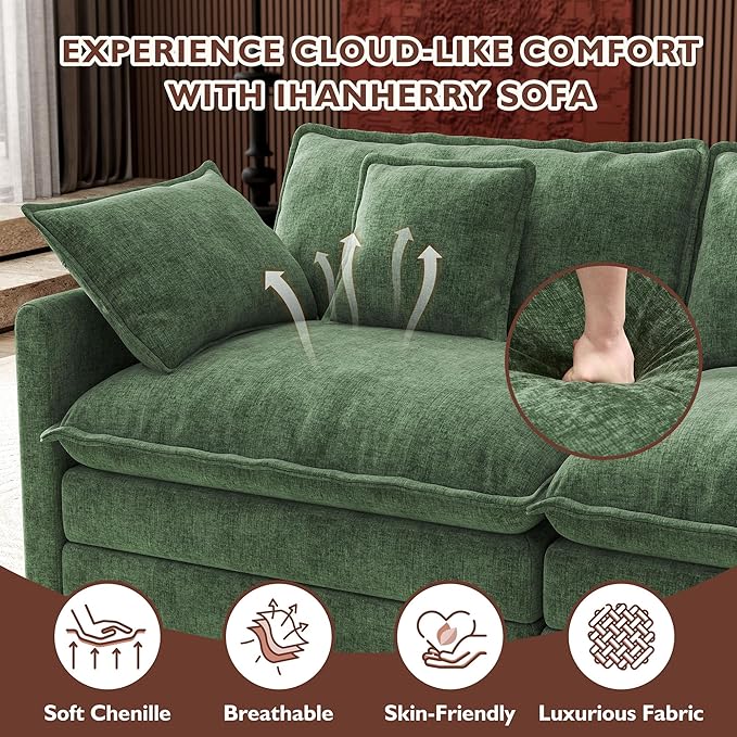 Ihanherry 114" V-Shaped Modern Sofa Modular Sectional Cloud Couch