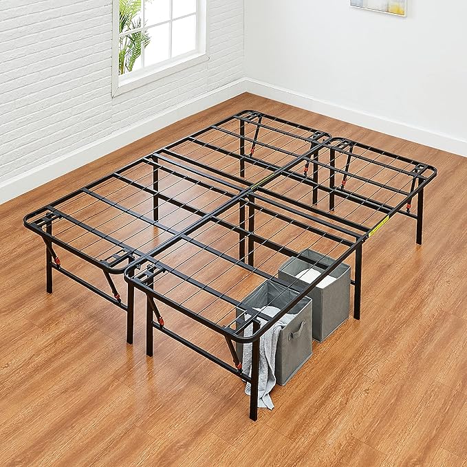 Amazon Basics Bed Frame with Storage, Foldable Metal Platform, Sturdy Steel
