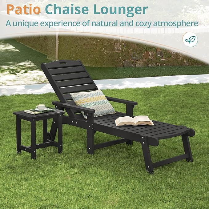 LUE BONA Lounge Chair Outdoor, HDPS Chaise Lounge Outdoor