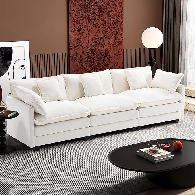 Ihanherry 111.4 Inch 3-Seater Cloud Sofa, Modular Sectional Couch, Modern Deep
