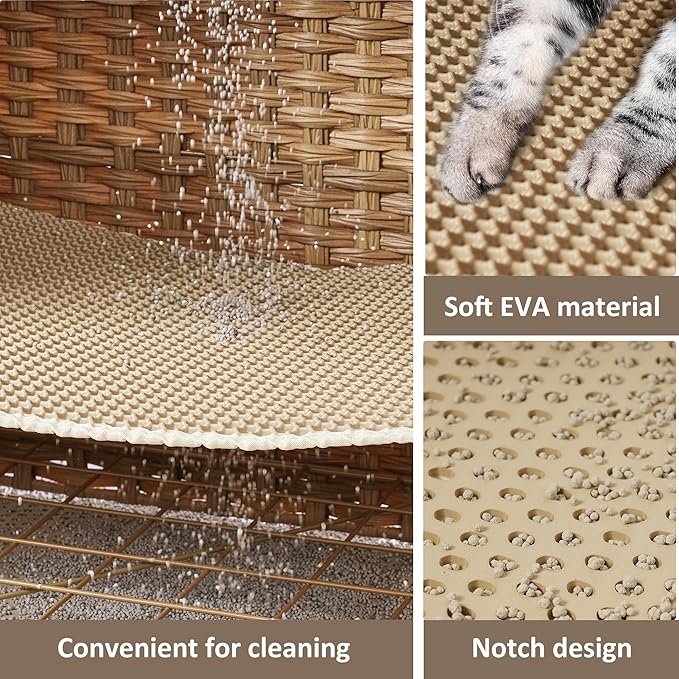 Cat Litter Box Enclosure with Soft Litter Mat; Hidden Cat Washroom Furniture