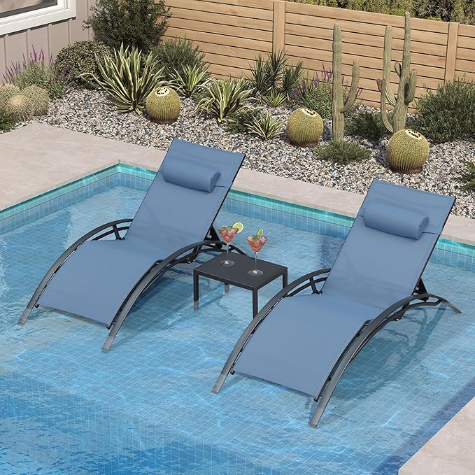 PURPLE LEAF Patio Oversized Chaise Lounge Chair Set