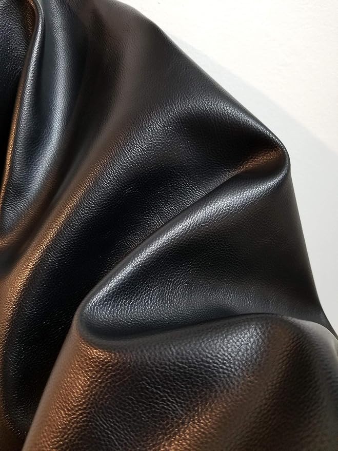 NAT Leathers Black Pebblegrain Soft Faux Leather Fabric PU Sold by The Yard
