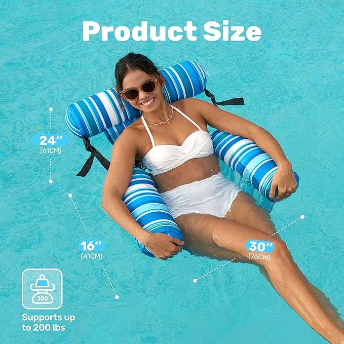 SLOOSH Inflatable Pool Floats Adult, 2 Packs Floating Lounge Chairs, Blow up