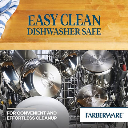 Farberware Classic Series Stainless Steel Sauce Pan with Lid, 3-Quart, Stainless Steel Pans, Induction Cookware