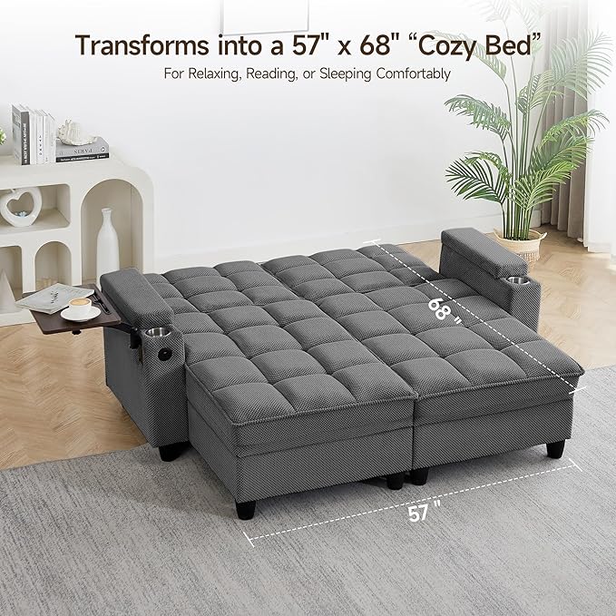 70.9" Chaise Lounge Chair Indoor, Oversized Boucle Upholstered Sofa Bed