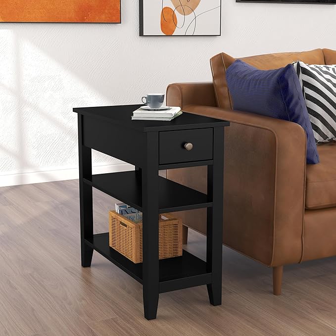 ChooChoo Side Table Living Room Set of 2, Narrow End Table