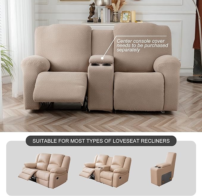 Genina Recliner Loveseat Covers, Stretch Reclining Sofa Covers, 2 Seater Couch
