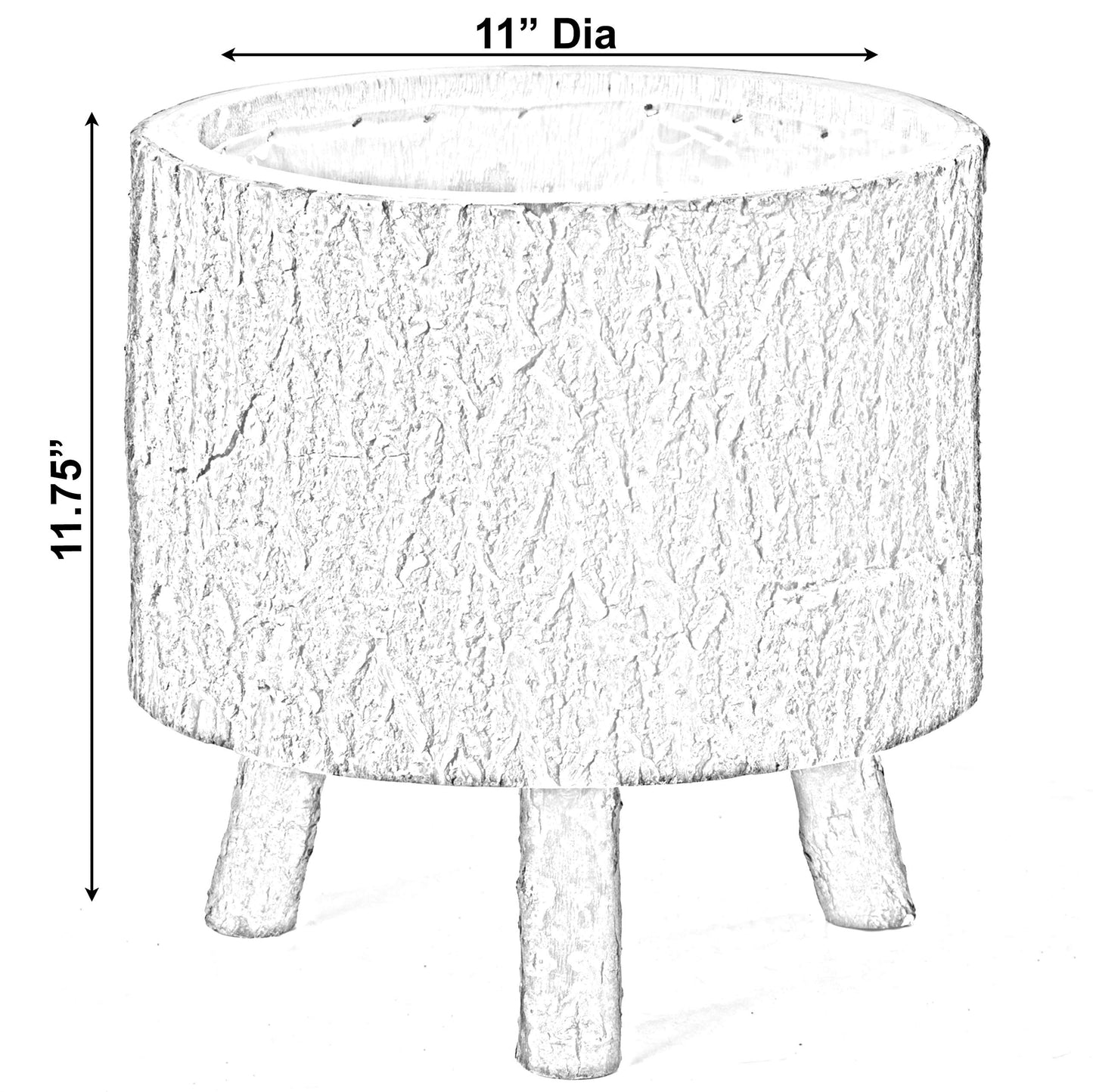 Vintiquewise Wooden Stump Tree Log with Bark Planter Pot with Small Tree Branch Legs