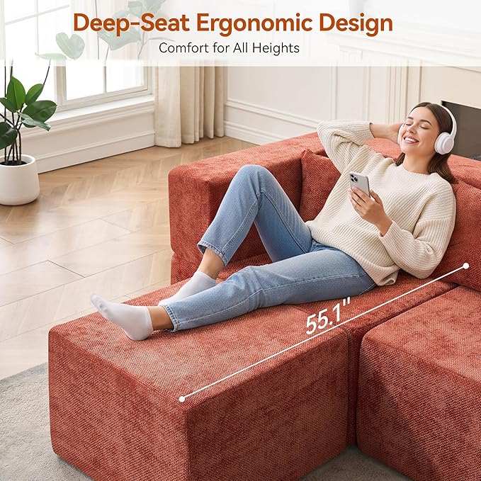 MONVANE Modular Sectional Sofa, Oversized 8 Seat Convertible U Shaped Couch