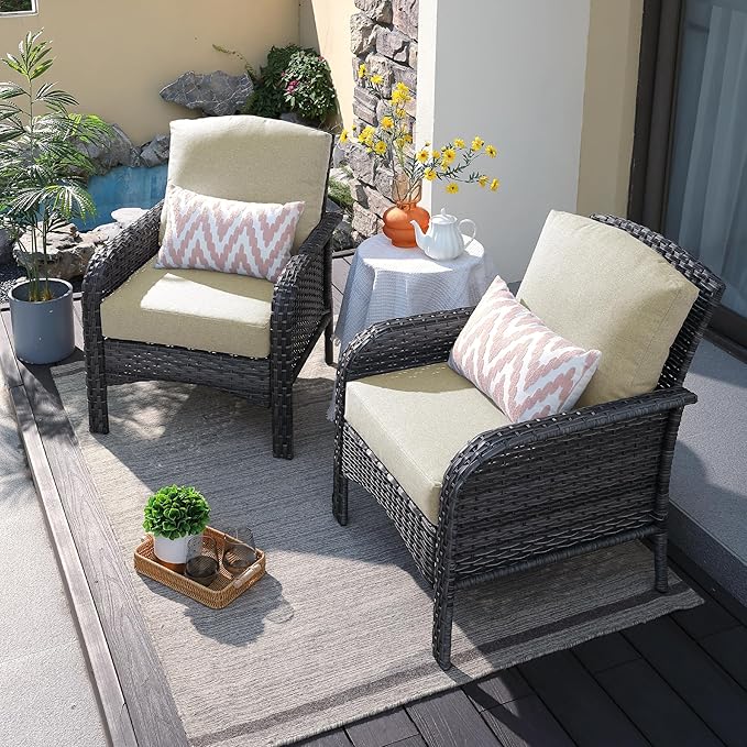 ovios 2-Piece Patio Furniture Set, Outdoor Wicker Sofa