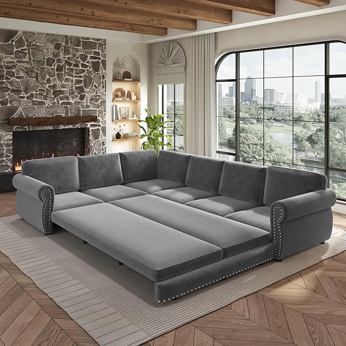 118" L-Shaped Sleeper Couch Bed