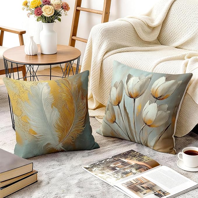 OBSEDE Bohemian Feathered Butterfly Decorative Throw Pillow Covers 18 × 18 in