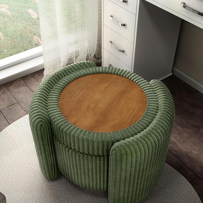 Furniture of America Lennox Modern Chenille 25-inch Round Storage Ottoman