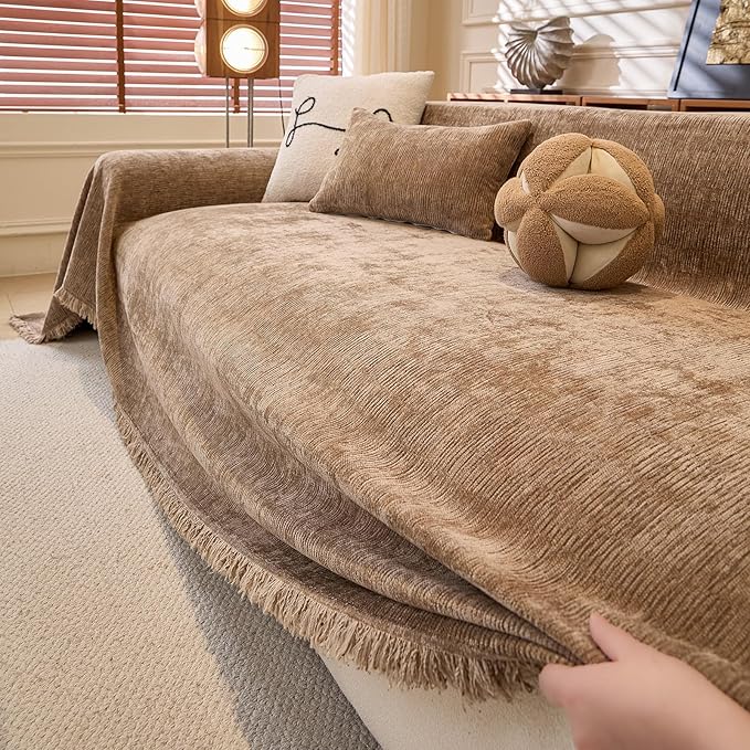 DREAMINGO Chenille Sofa Cover Washable Pet Couch Protector Cover Textured Couch