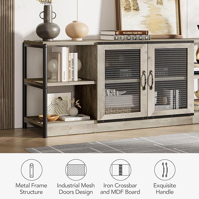 GarveeHome TV Stand for 65+ Inch TV, Rustic Entertainment Center TV Media