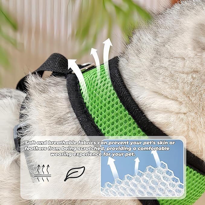 3 Pack Chicken Harness and Leash Set Adjustable Hen Vest with Matching Belt Breathable Mesh Training Harness Pets Leash for Hens Duck Goose Small Pet-Green&Purple&Blue,M