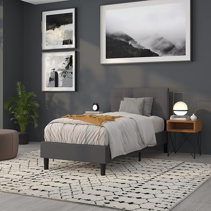 Flash Furniture Bedford Tufted Upholstered Twin Size Headboard in Dark Gray
