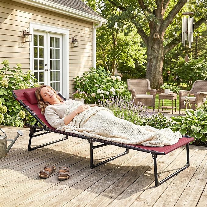 Outsunny Folding Chaise Lounge Chair, Patio Sun Tanning Chair, Outdoor Chaise