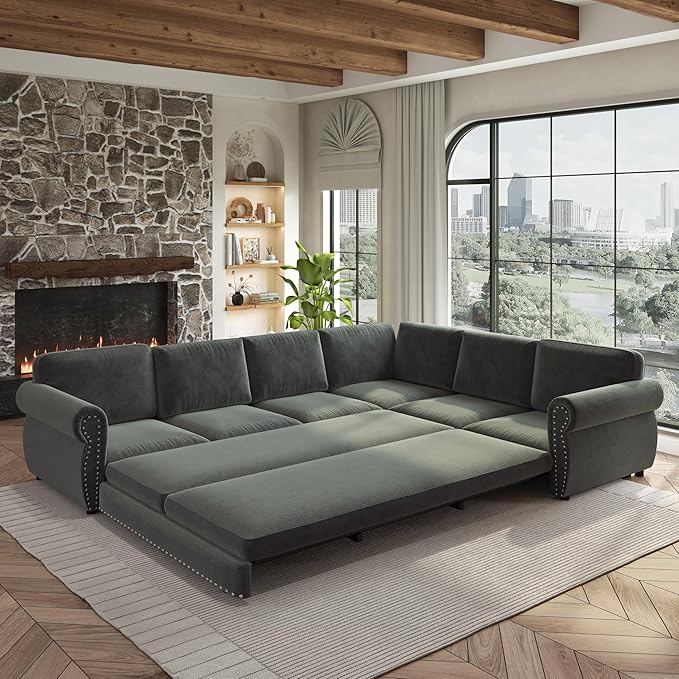 118" L-Shaped Sleeper Couch Bed