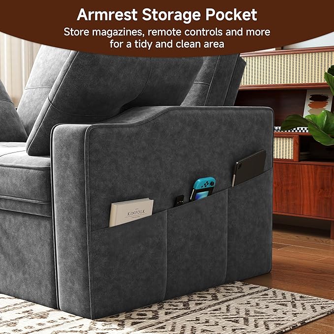 Loveseat Sleeper Sofa, 3-in-1 Convertible Sofa Bed, Pull Out Couch