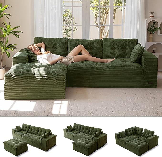 MAXYOYO 104" L Shaped Modular Sectional Sofa