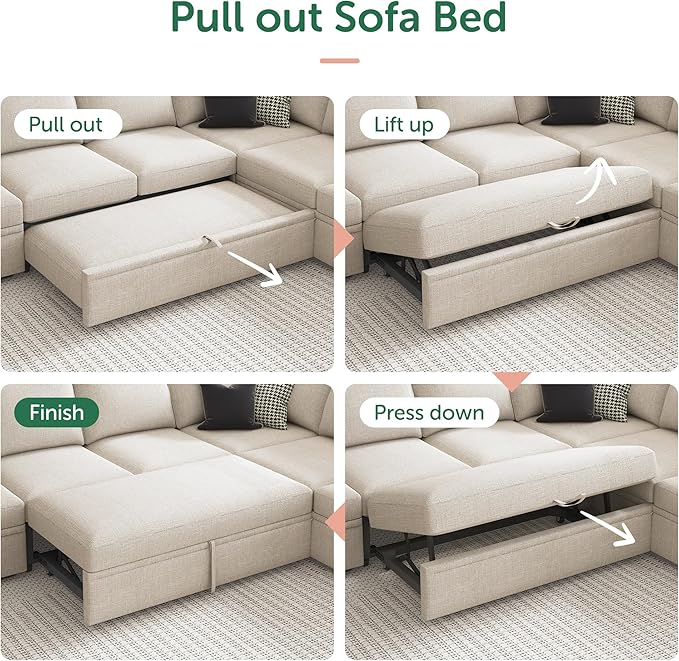 HONBAY Modular Sectional Sleeper Sofa