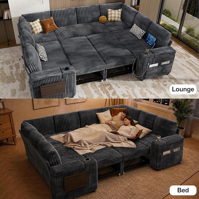 Vipbear 111" Modular Sectional Sleeper Sofa