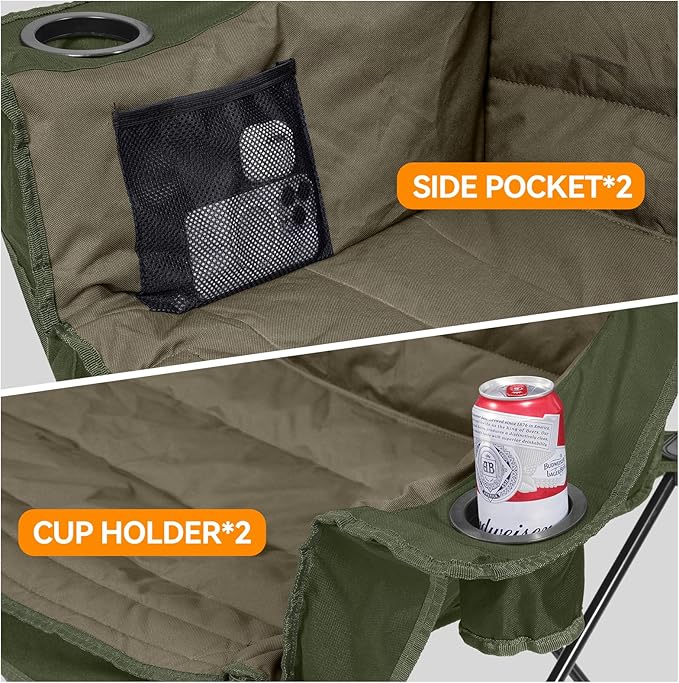 Huskfirm 3 Person Camping Chairs Folding Double Camping Chair Portable