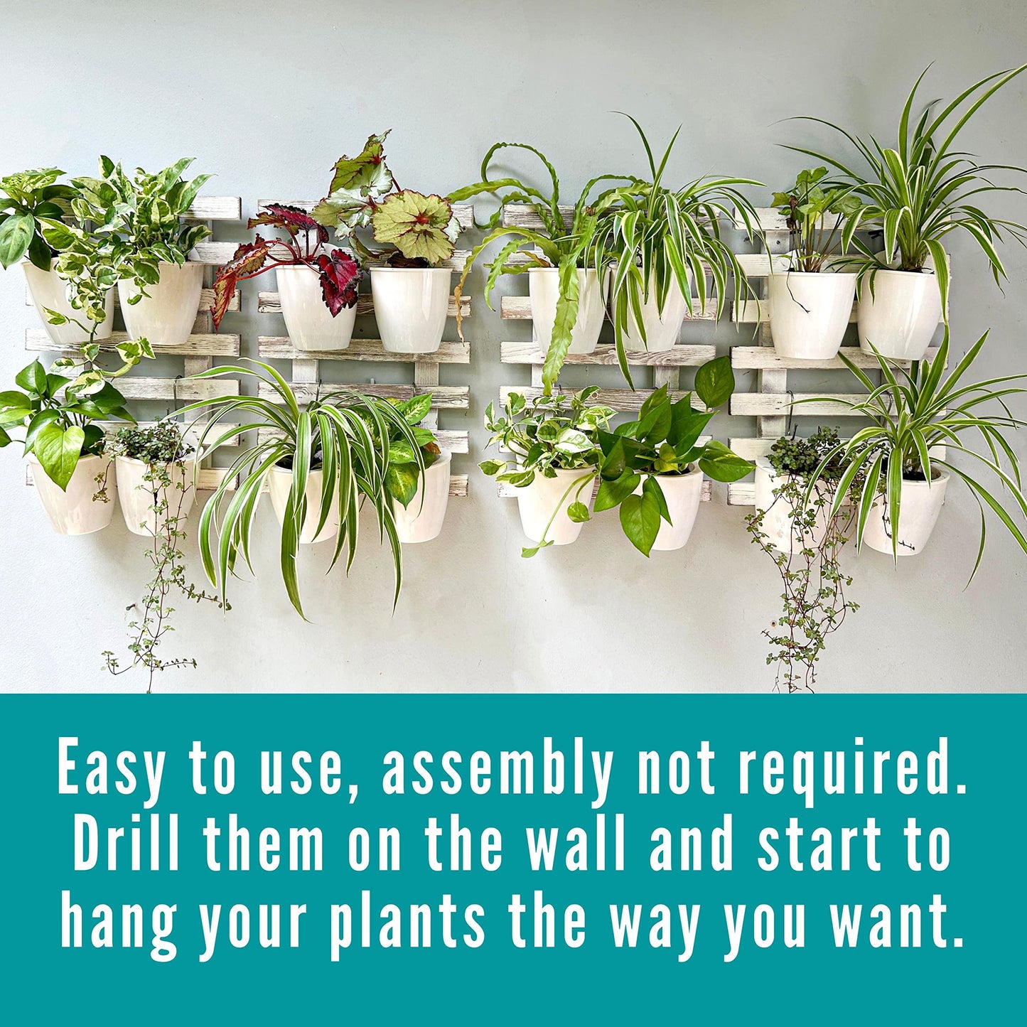 ShopLaLa Wooden Wall Planter - 2 Pack Wall Hanging Planters for Outdoor Plants Rustic White Wall Mounted Wood Ladder for Flower Pots Holder Vertical Herb Garden System Green Decor 23.6" (60cm)