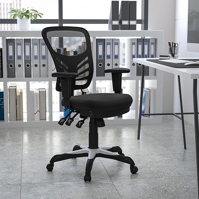 Flash Furniture Nicholas Mid-Back Black Mesh Multifunction Executive Swivel
