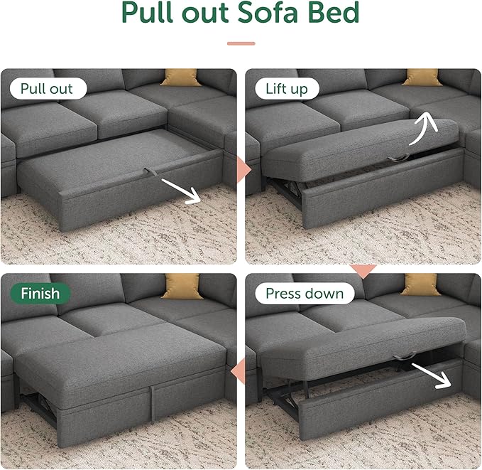 HONBAY Sectional Sleeper Sofa
