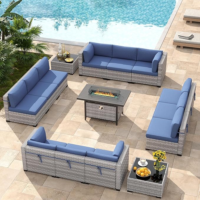 12-Seat Modern Outdoor Wicker Rattan Patio Furniture Set