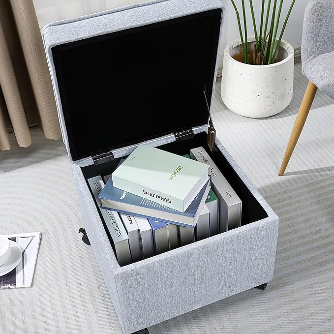 Adeco 17.5 inch Square Storage Ottoman