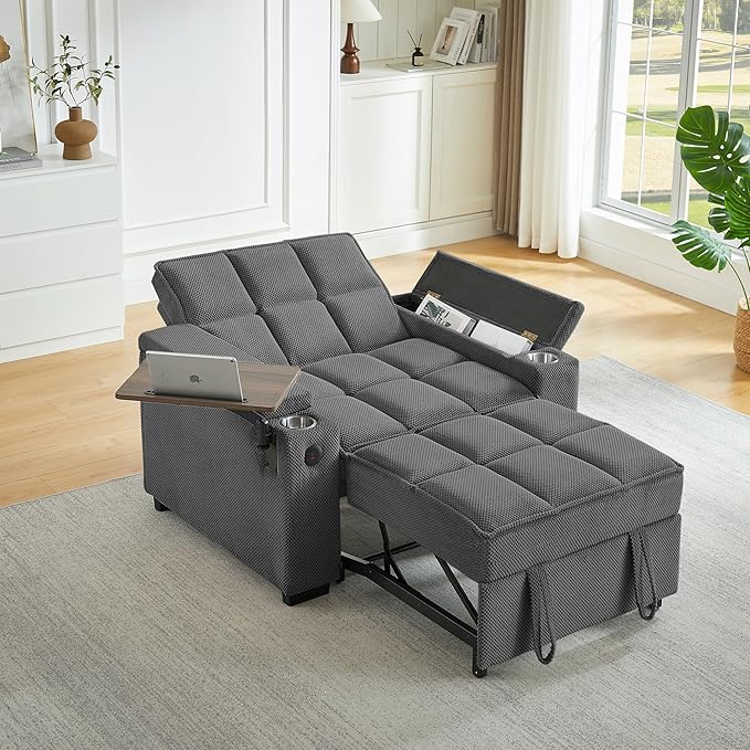 Auvsoce 3-in-1 Folding Convertible Sofa Bed Set of 2, Sleep Couch