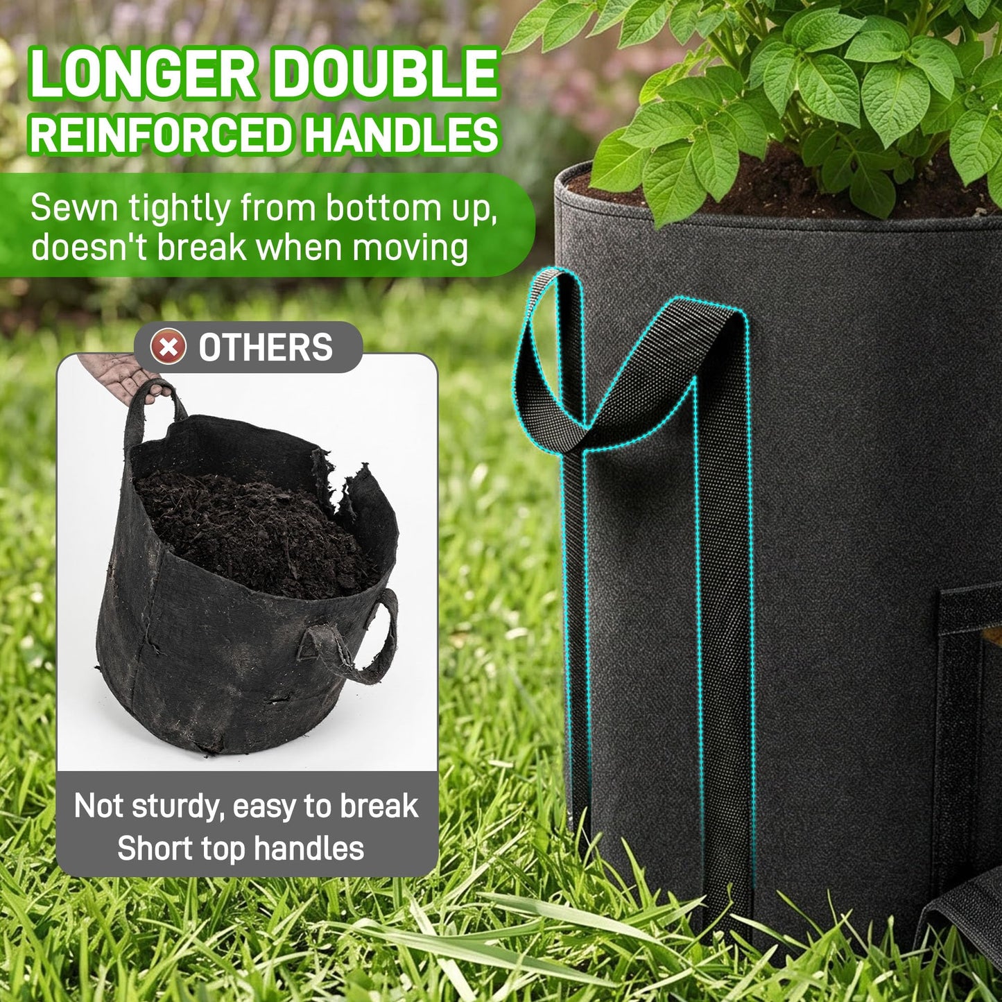 Mulctun 3Pcs 20 Gallon Potato Grow Bags, Grow Bags with Harvest & Visible Windows,Potato Bags for Growing Potatoes with Sturdy Handles,Potato Growing Containers for Growing Potatoes Vegetables