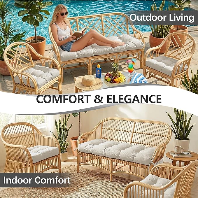 3 Pcs Wicker Chair Cushions Patio Loveseat Chaise Cushion Set