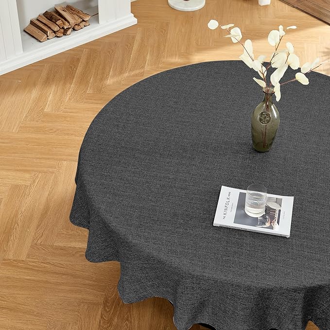 BALCONY & FALCON Round Tablecloth Washable Wrinkle Resistant and Water Proof