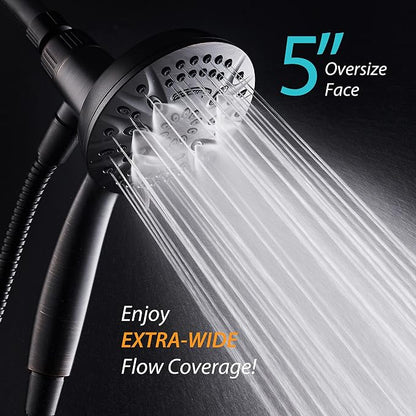 AquaDance New Magnetic Guidance Docking System - High-Pressure 8-setting Handheld Shower Head with Giant 5 inch Face, Magnetic Bracket, Extra-long 72 inch Stainless Steel Hose/ORB Finish