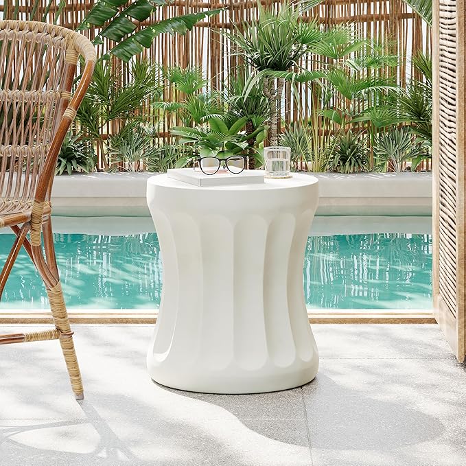 Christopher Knight Home Earleant Outdoor Side Table, Lightweight Concrete