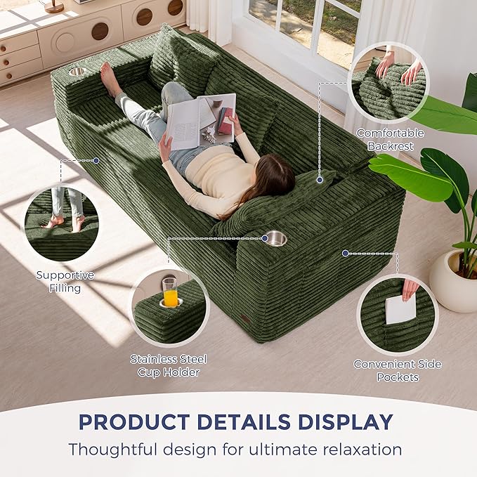 MAXYOYO 79" Oversized Boneless Loveseat Sofa Couch