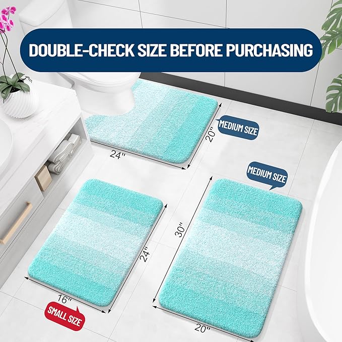 OLANLY Large Bathroom Rugs Mat 54x24, Extra Soft Absorbent Microfiber Bath Rugs, Rubber Backing, Quick Dry, Machine Washable Bath Mats for Bathroom Floor, Tub and Shower, Home Decor Accessories, Teal