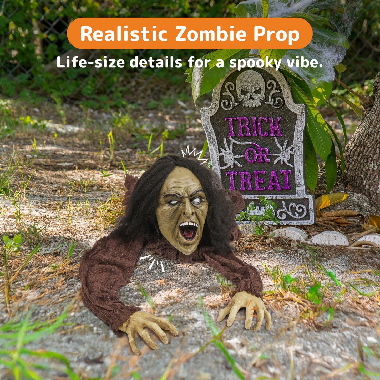 PREXTEX Crawling Zombie Halloween Decoration - Zombies Coming Out of Ground Prop - Creepy Outdoor Zombie Yard Decorations for Haunted Houses, Graveyards, and Halloween Parties