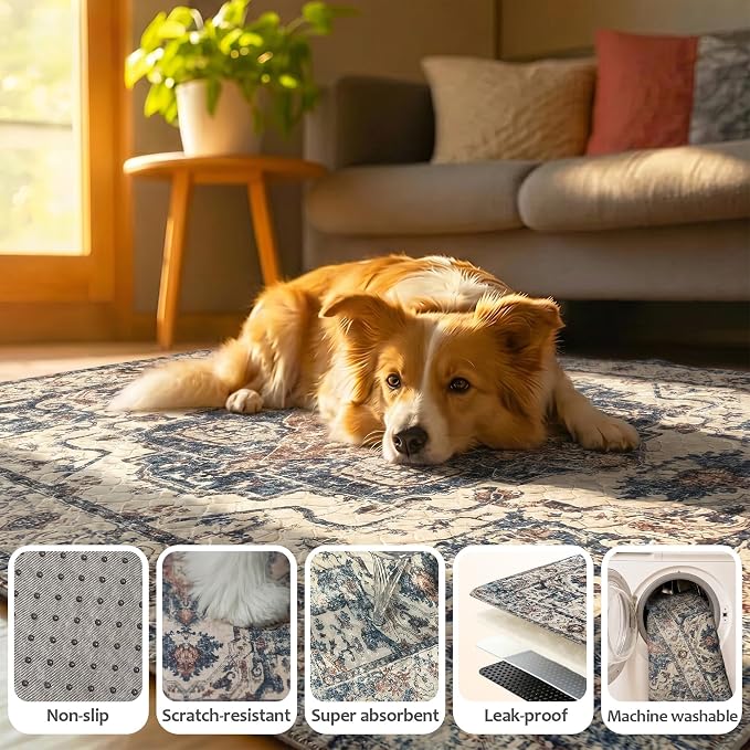 Washable Pee Pads for Dogs, Reusable Puppy Potty Training Pads, Ultra-Absorbent Thick Waterproof Leak-Proof Non-Slip Pads & Mat for Crate, Playpen, Floor, Whelping & Housebreaking , 2 Pack 48"x48"