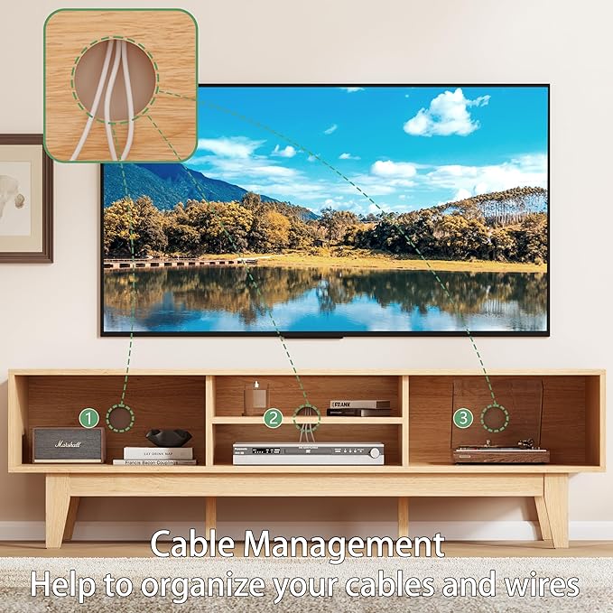 Fluted TV Stand for 55 65 Inch TV, Mid Century Modern Entertainment Center
