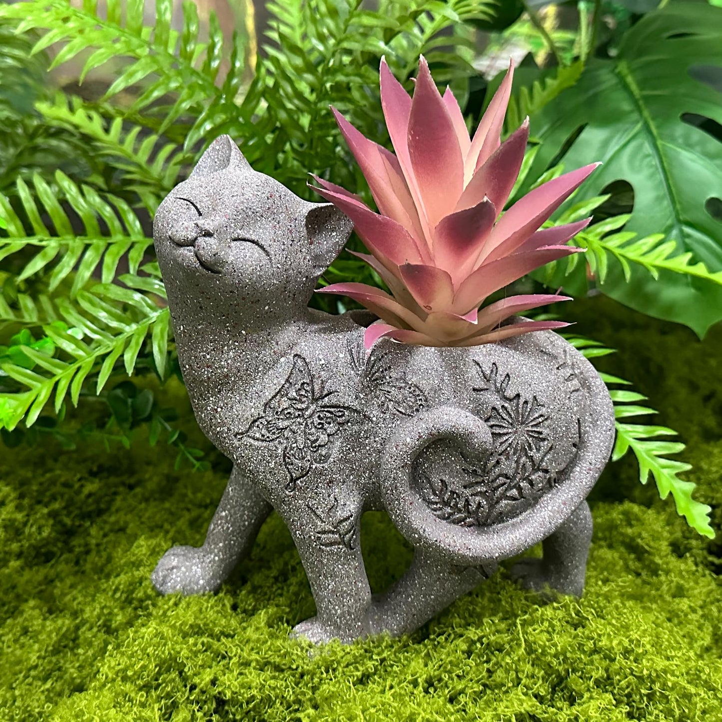 Euiroet 7.9" Cat Succulent Planter Holder Figurine, Flower Pot Statue, Decorative Modern Indoor & Outdoor Cat Planter Pot Sculpture, Garden Animal Flower Pot, Funny Planters for Indoor Plants