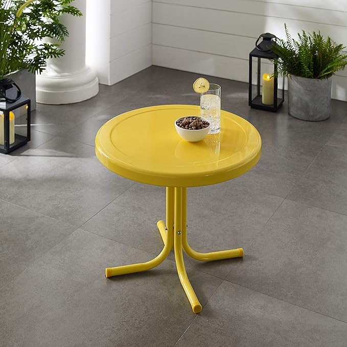 Crosley Furniture Griffith Weather Resistant Retro Metal Outdoor Side Table