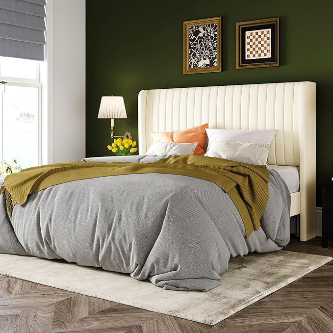 Allewie Full Size Velvet Bed Frame/Vertical Channel Tufted Wingback