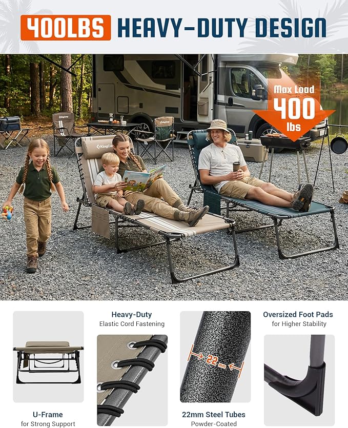 KingCamp Tanning Chair with Face Hole, Lounge Chairs Outdoor Folding Comfy